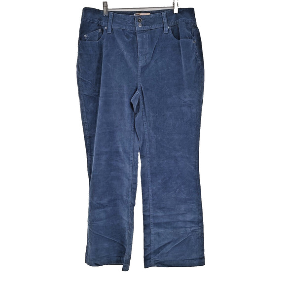 Faded Glory Woman's Blue Corduroy Stretch Straight Leg Pants Size 18W Pockets - Picture 1 of 8